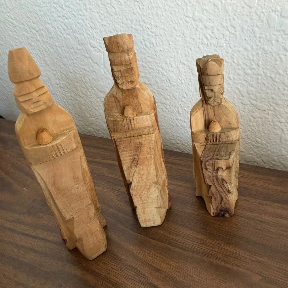 SERRV Jordan Hand Carved Olive Wood Nativity Set 11 Piece Rustic Minimalist